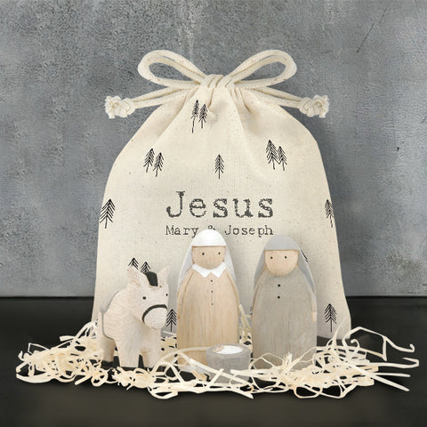 Jesus, Mary & Joseph - Wooden Nativity