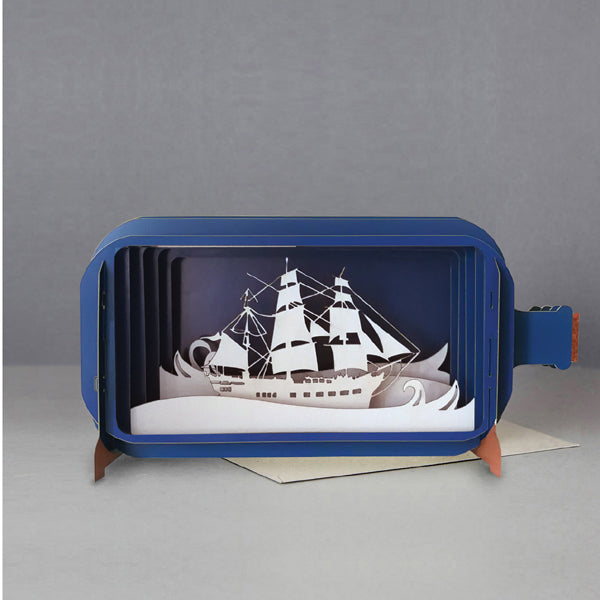 Tall Ship  'Message In A Bottle' 3D Card