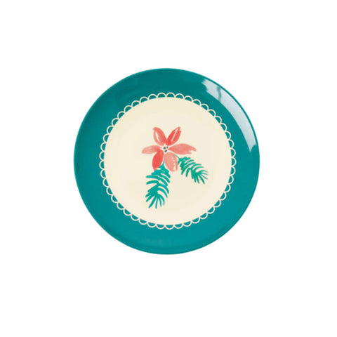 Melamine Side/Cake Plate With Christmas Poinsettia Print