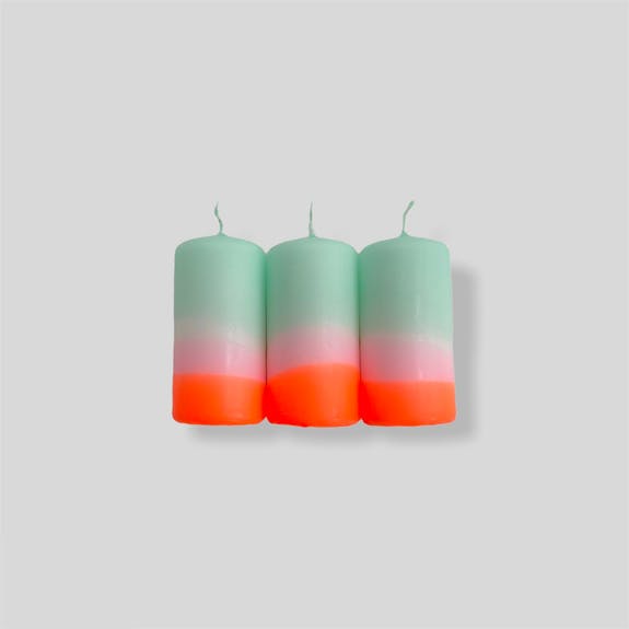 Dip Dye Neon Mini Pillar Candles - Sorbet x 3