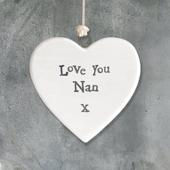 Small Porcelain Heart - 'Love You Nan'