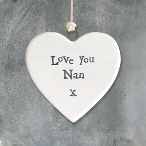Small Porcelain Heart- 'Love You Nan'