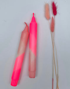 Dip Dye Neon Candles - Double Pink