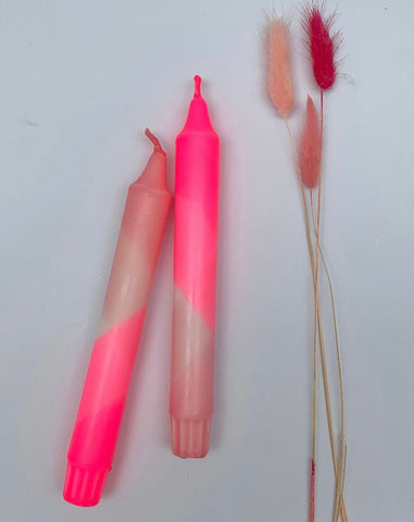 Dip Dye Neon Candles - Double Pink