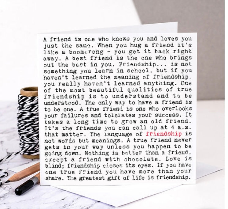 Friendship- Wise Words Card