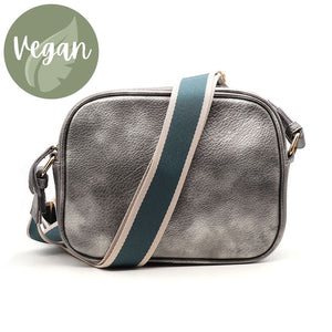 Silver Vegan Leather Woven Strap Camera Bag