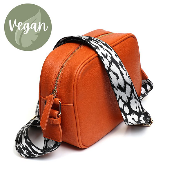 Orange Vegan Leather Camera Bag