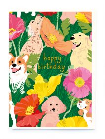 Dogs & Poppies Birthday Card