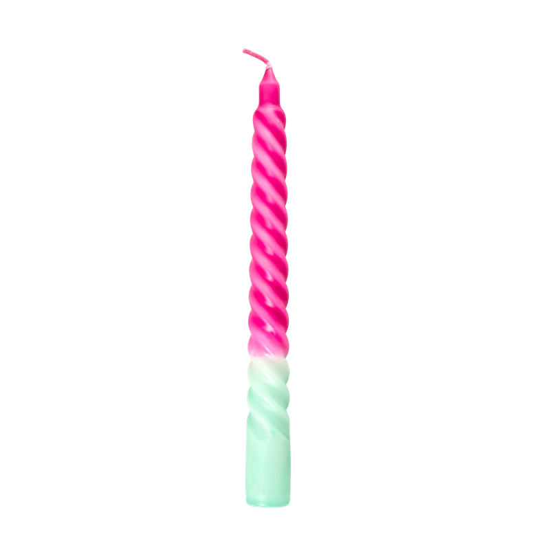 Twisted (Single) Candle - Green/Pink