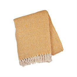 Scandi Boho Blanket Throw - Mustard