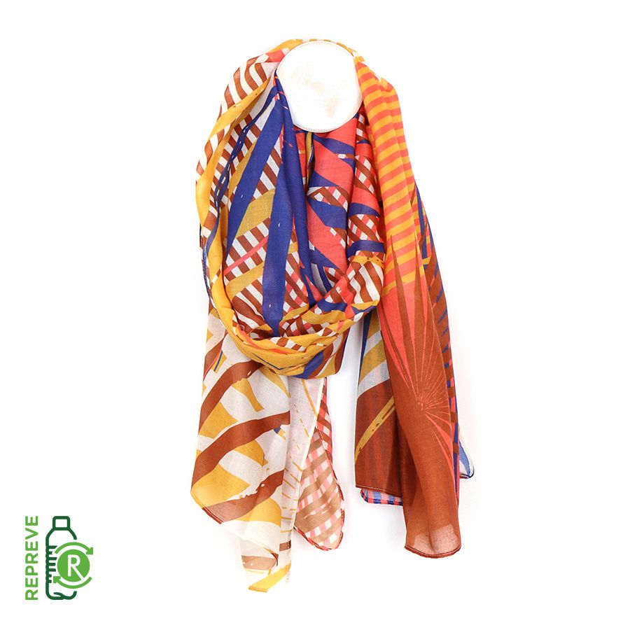 Recycled Yarn Tropical Scarf - Red