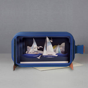 'Sailing By' Message In A Bottle 3D Card