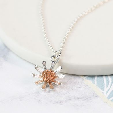 Silver Plated & Rose Gold Daisy Necklace