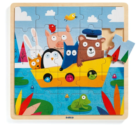 Djeco - Wooden Tray Puzzle - Puzzlo Boat