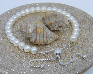 FRESHWATER PEARL and STERLING Silver Adjustable Bracelet