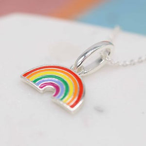 Silver Plated & Enamel Rainbow Necklace