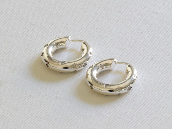 Sacha Silver Plated Brass Incrusted Small Hoop Earring